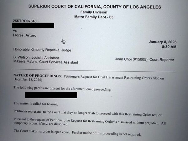 Los Angeles Superior Court minute order, January 8, 2026, case 25STRO07840