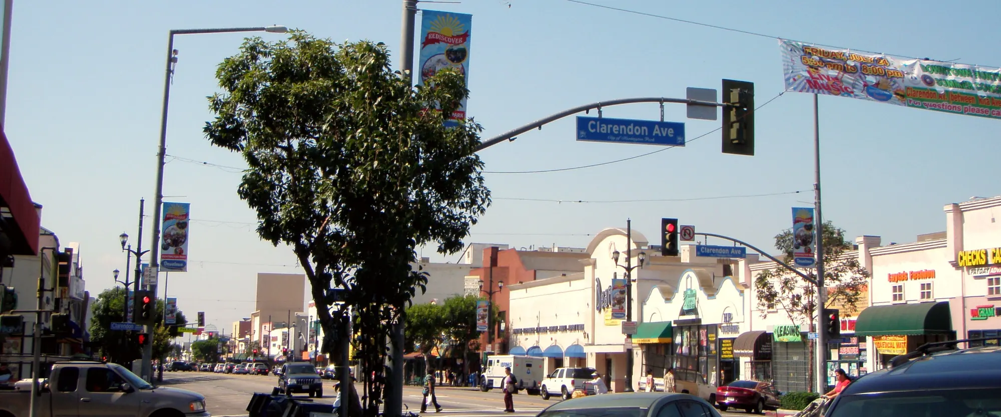 Pacific Boulevard at Clarendon Avenue, Huntington Park, on a sunny morning